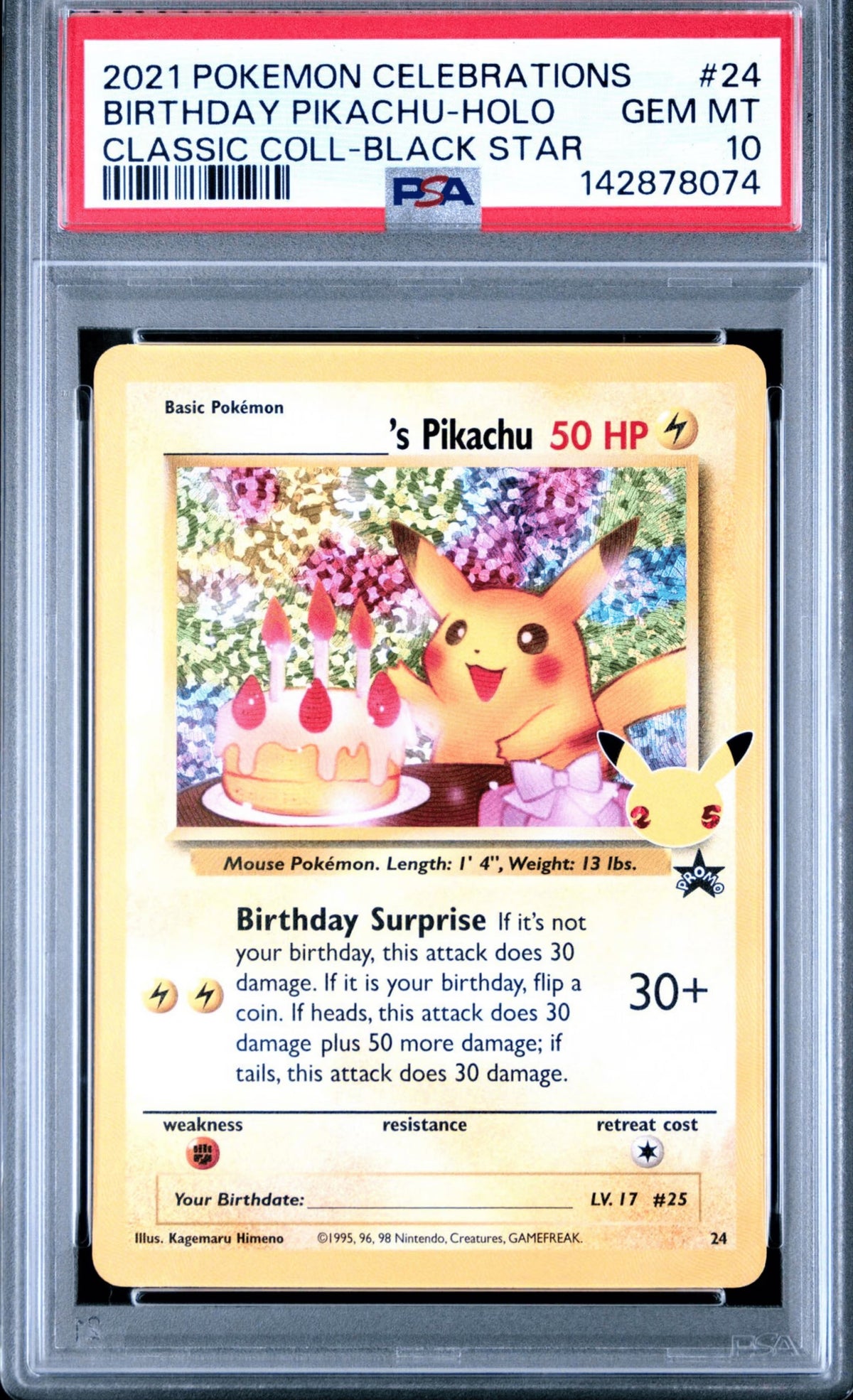 Pikachu 24/53 - Celebrations: Classic Collection - PSA 10