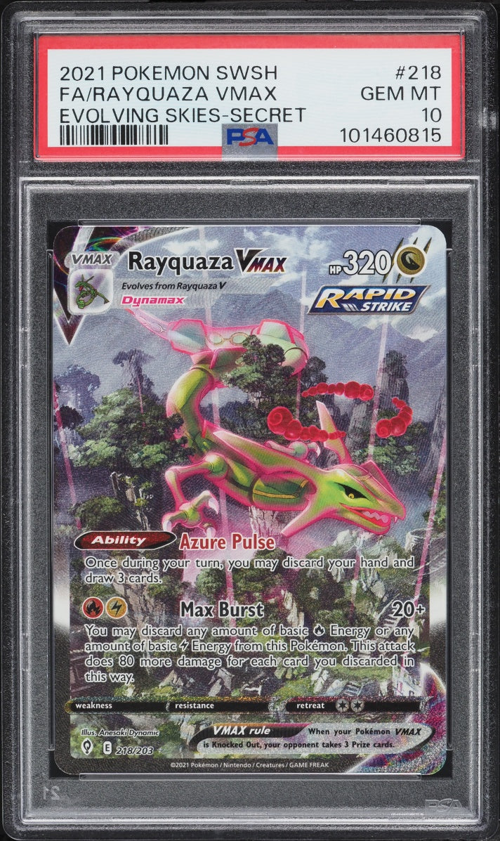 Rayquaza VMAX (Alternate Art Secret) 218/203 - Evolving Skies - PSA 10
