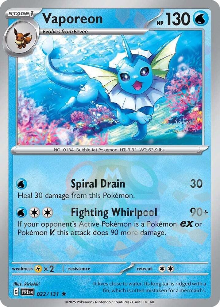 Vaporeon (Master Ball Pattern) 022/131 - Prismatic Evolutions - Rare