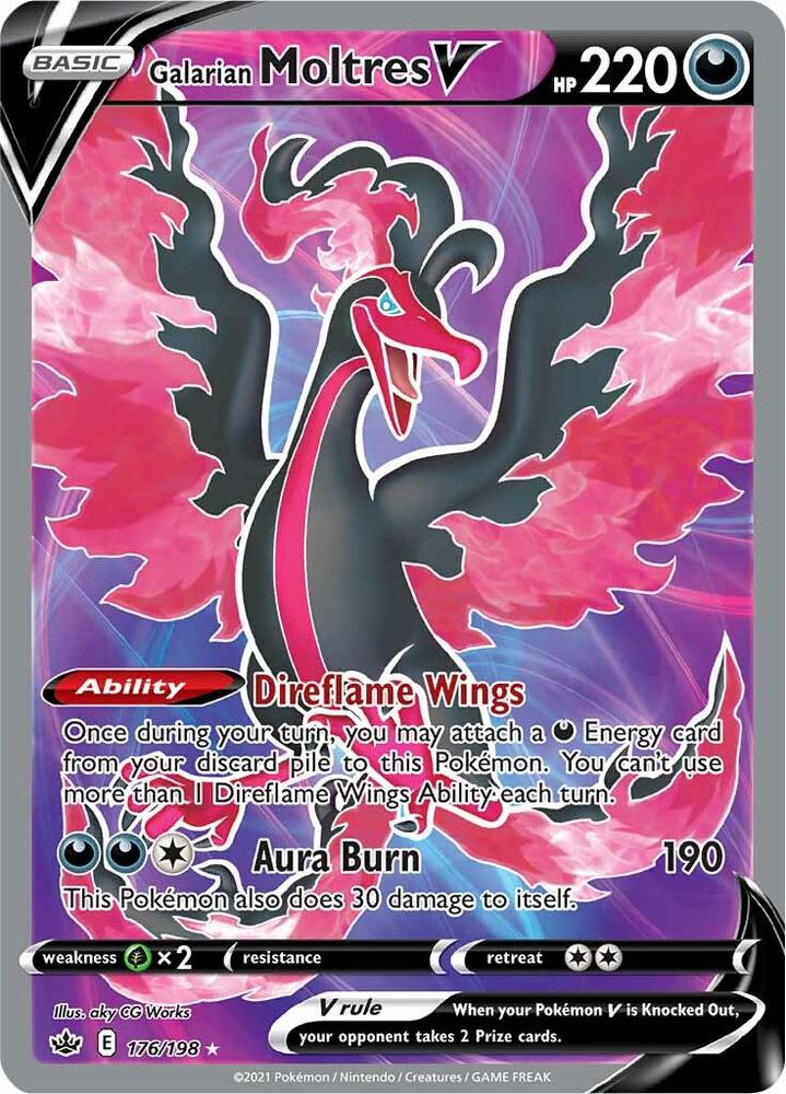 Galarian Moltres V (Full Art) 176/198 - Chilling Reign - Ultra Rare
