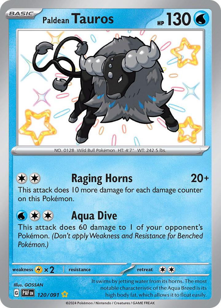Paldean Tauros 120/091 - Paldean Fates - Shiny Rare