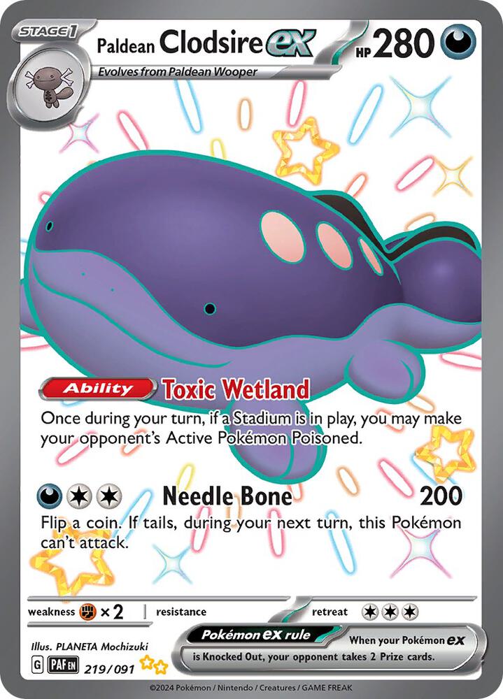 Paldean Clodsire ex 219/091 - Paldean Fates - Shiny Ultra Rare