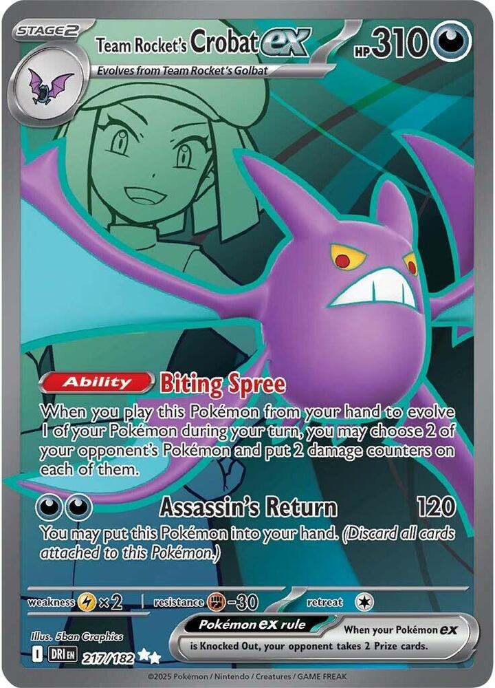 Team Rocket's Crobat ex 217/182 - Destined Rivals - Ultra Rare